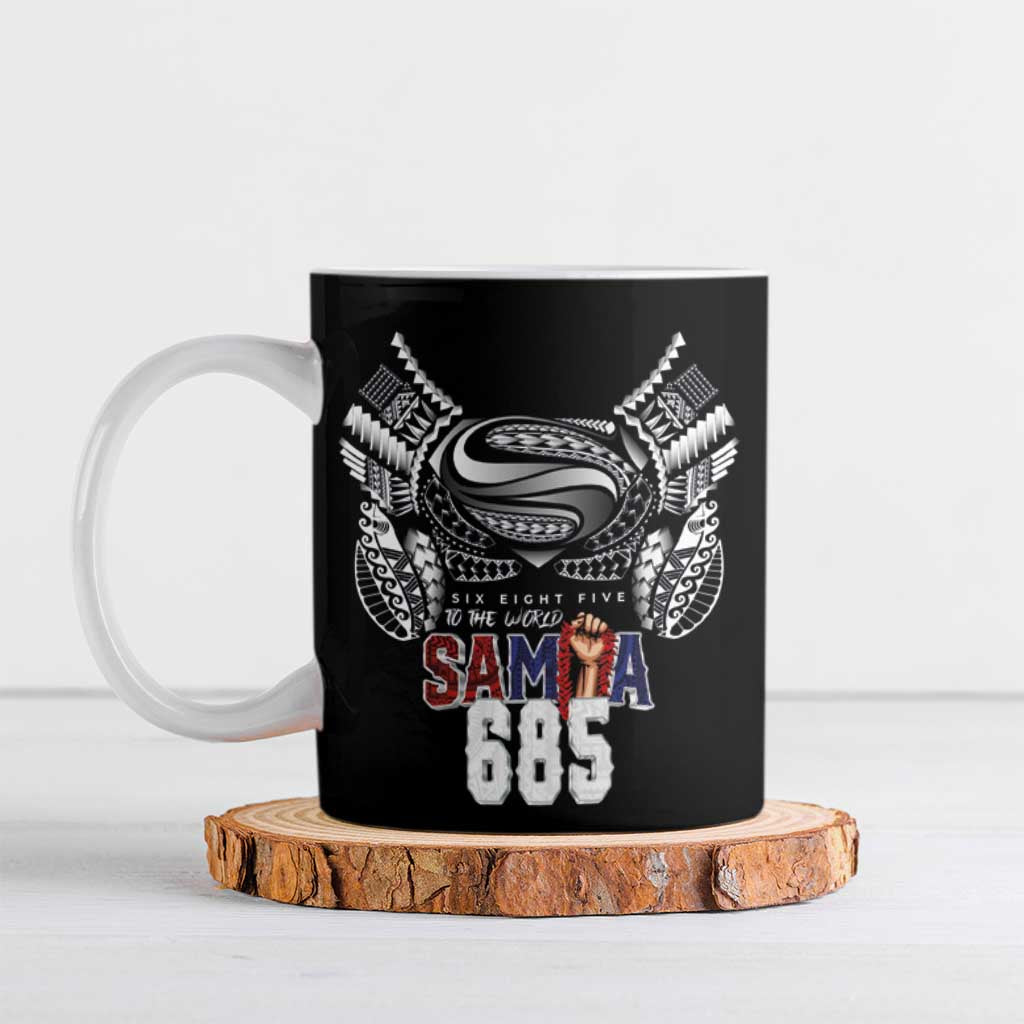 Super Samoa-Six Eight Five to The World Ceramic Mug Traditional Samoan Tattoo Black Color