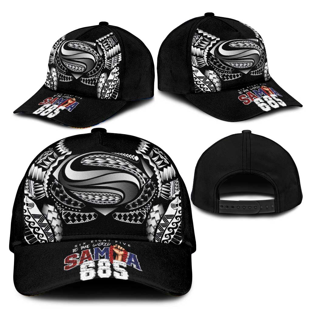 Super Samoa-Six Eight Five to The World Classic Cap Traditional Samoan Tattoo Black Color