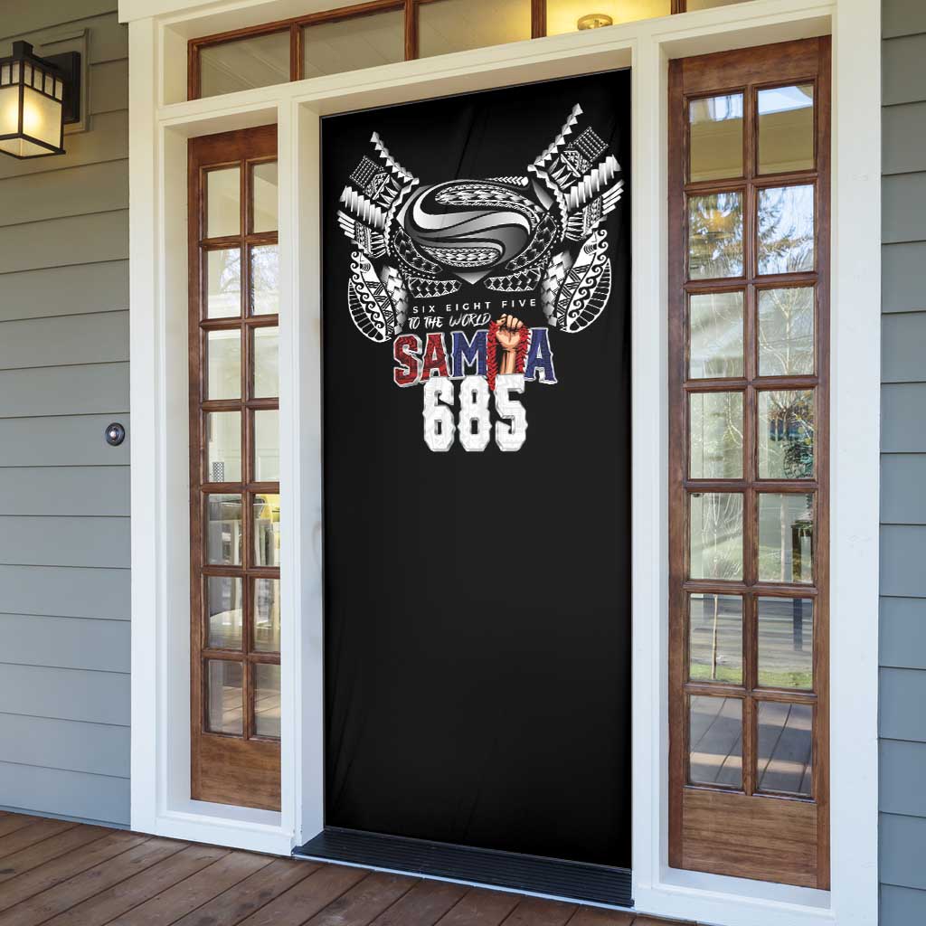 Super Samoa-Six Eight Five to The World Door Cover Traditional Samoan Tattoo Black Color LT03 - Polynesian Pride