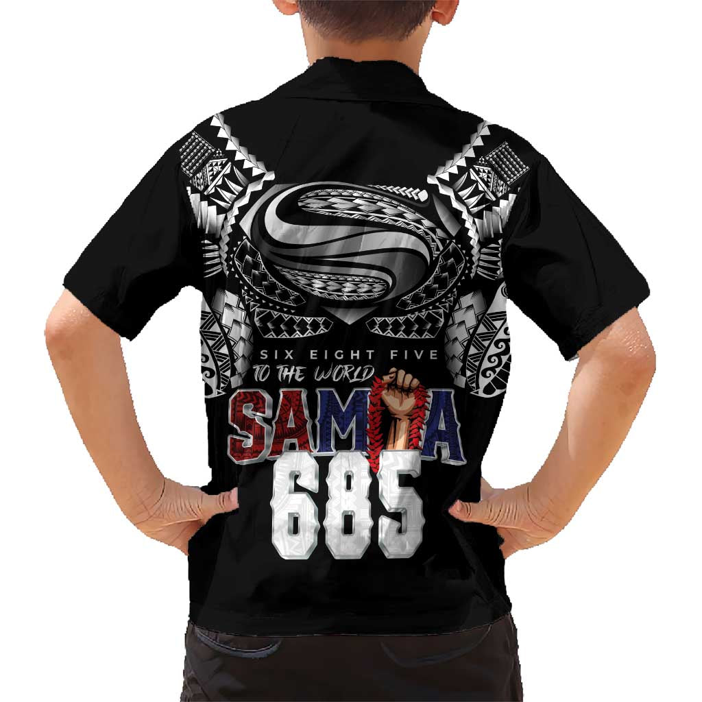 Super Samoa-Six Eight Five to The World Family Matching Long Sleeve Bodycon Dress and Hawaiian Shirt Traditional Samoan Tattoo Black Color LT03 - Polynesian Pride