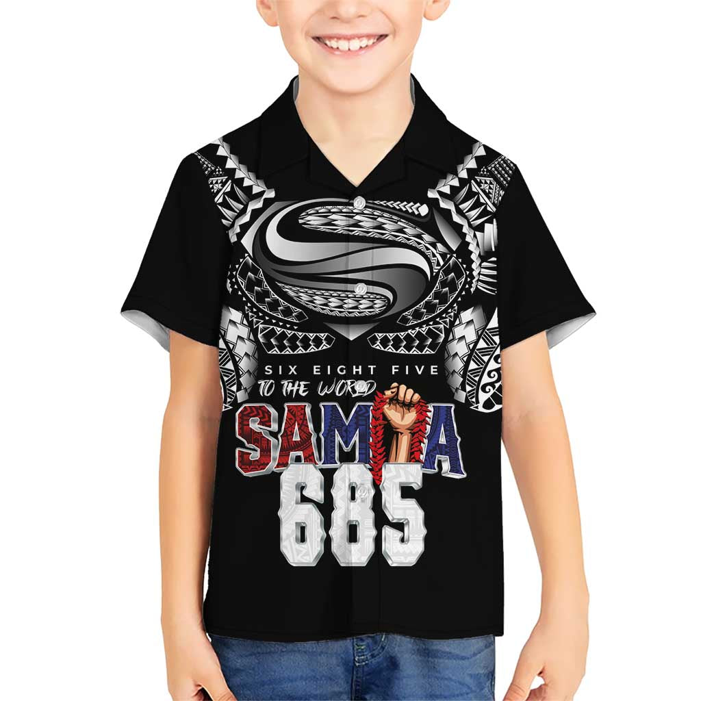 Super Samoa-Six Eight Five to The World Family Matching Long Sleeve Bodycon Dress and Hawaiian Shirt Traditional Samoan Tattoo Black Color LT03 Son's Shirt Black - Polynesian Pride