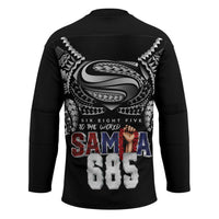 Super Samoa-Six Eight Five to The World Hockey Jersey Traditional Samoan Tattoo Black Color