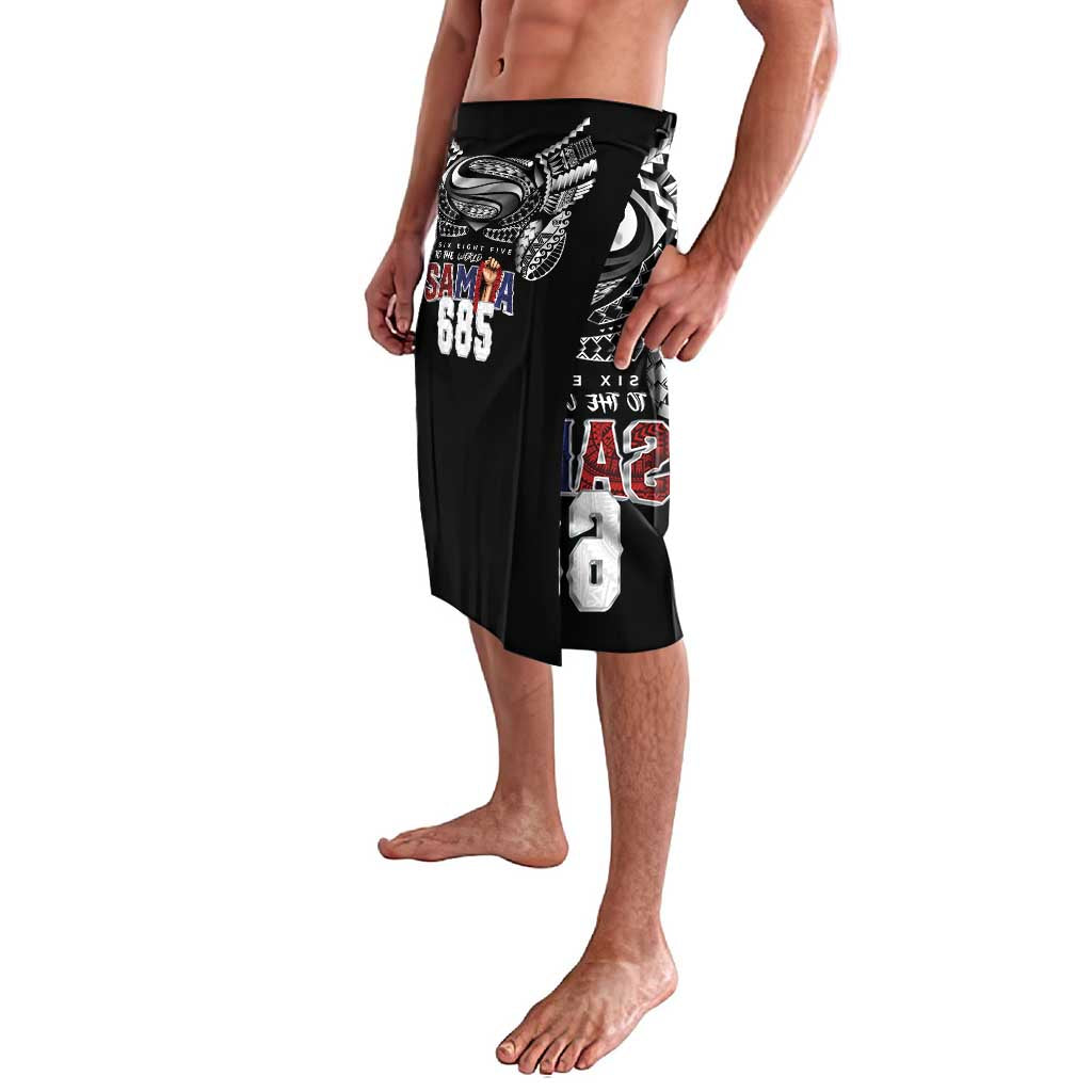 Super Samoa-Six Eight Five to The World Lavalava Traditional Samoan Tattoo Black Color