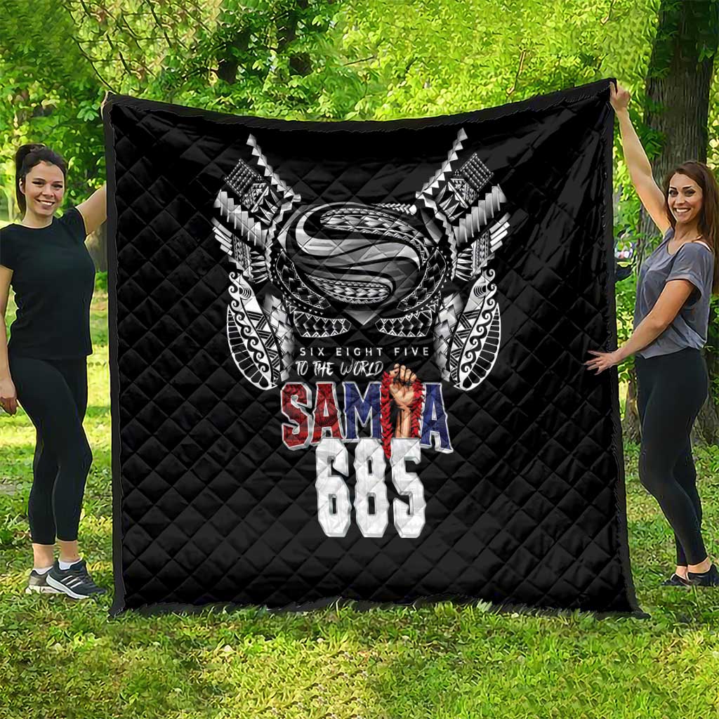 Super Samoa-Six Eight Five to The World Quilt Traditional Samoan Tattoo Black Color