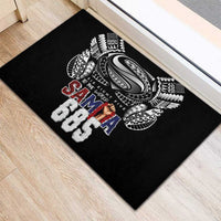 Super Samoa-Six Eight Five to The World Rubber Doormat Traditional Samoan Tattoo Black Color LT03 - Polynesian Pride