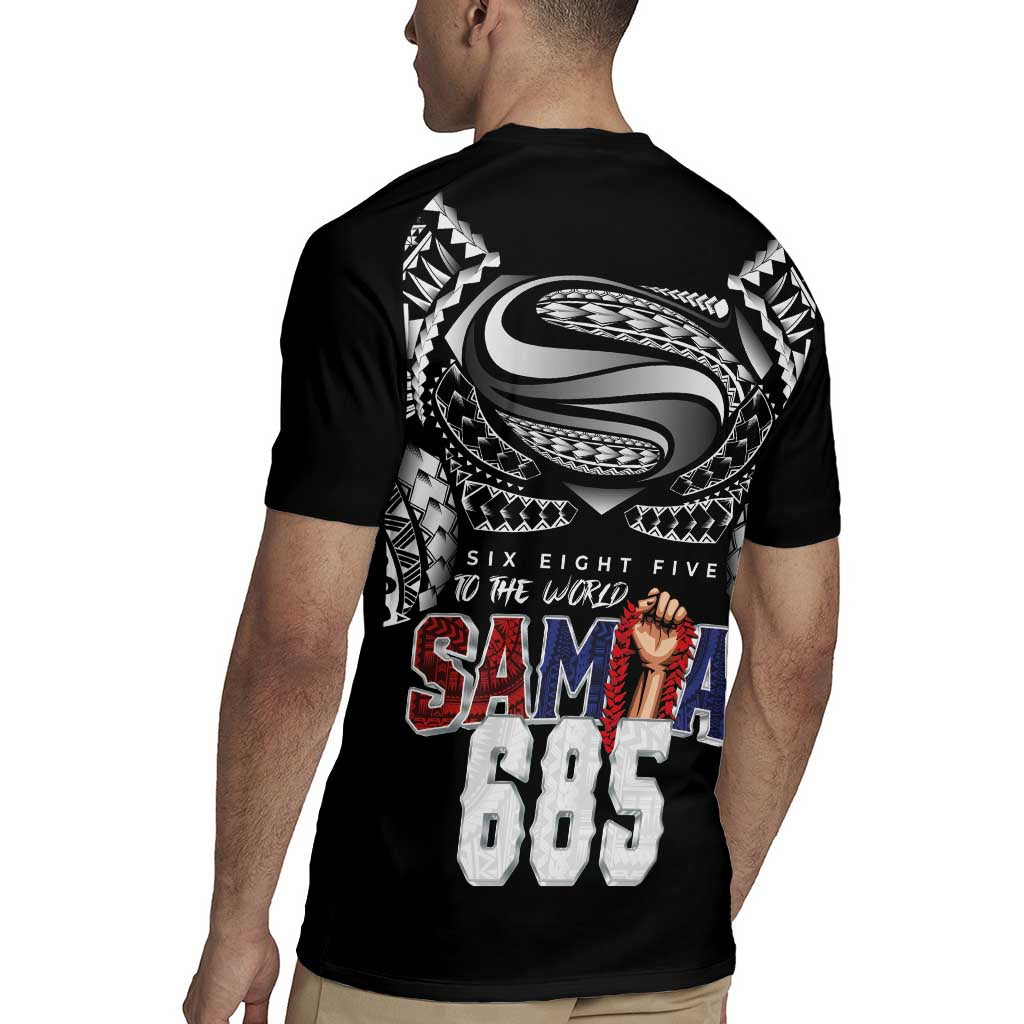 Super Samoa-Six Eight Five to The World Rugby Jersey Traditional Samoan Tattoo Black Color