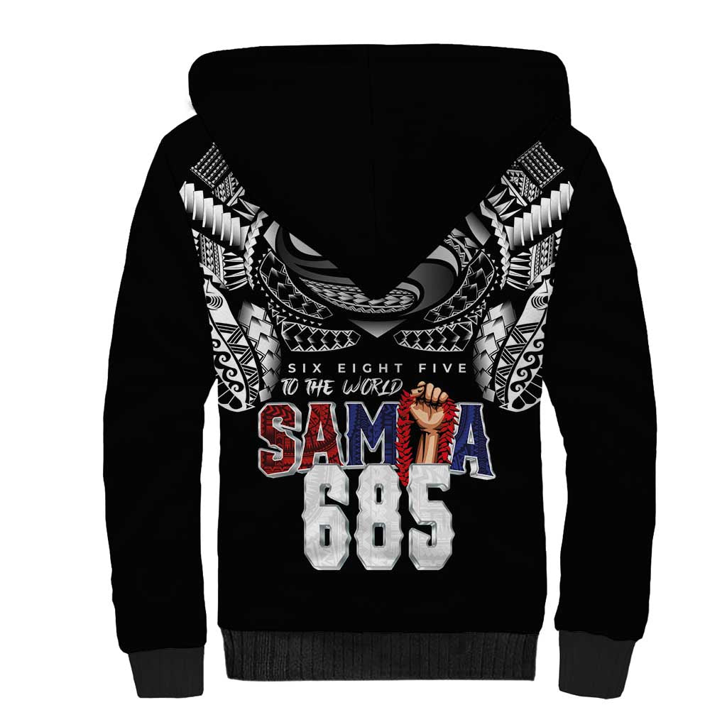 Super Samoa-Six Eight Five to The World Sherpa Hoodie Traditional Samoan Tattoo Black Color LT03 - Polynesian Pride