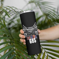 Super Samoa-Six Eight Five to The World Skinny Tumbler Traditional Samoan Tattoo Black Color LT03 - Polynesian Pride