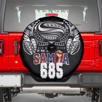 Super Samoa-Six Eight Five to The World Spare Tire Cover Traditional Samoan Tattoo Black Color LT03 - Polynesian Pride