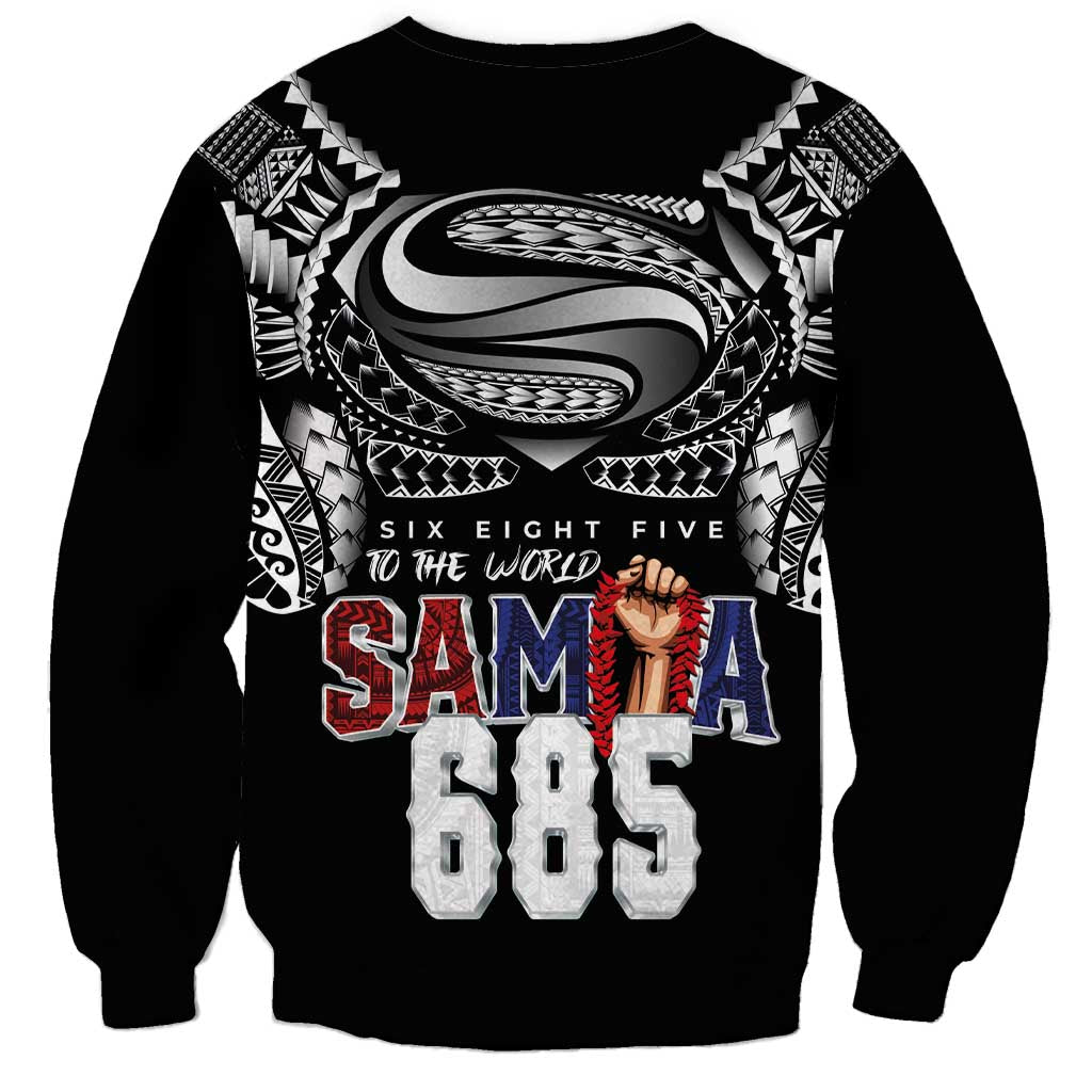 Super Samoa-Six Eight Five to The World Sweatshirt Traditional Samoan Tattoo Black Color