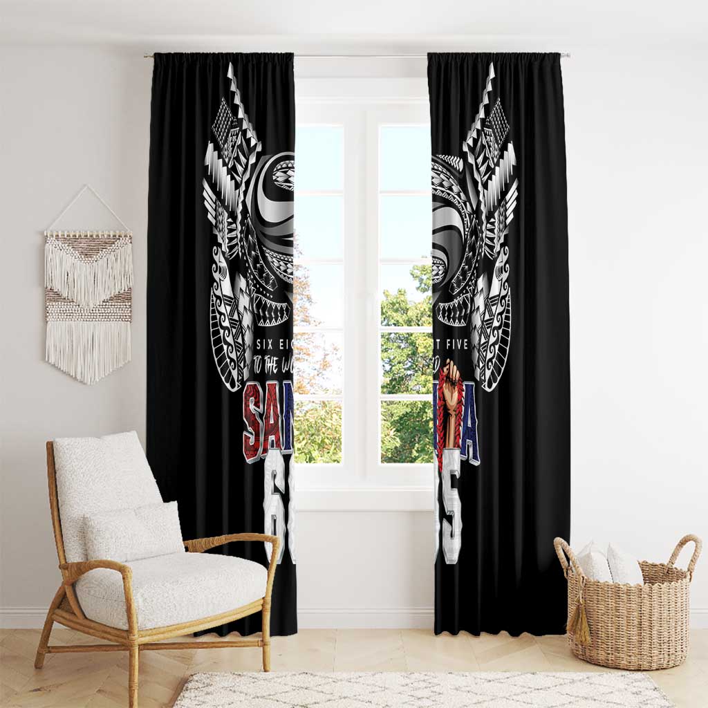 Super Samoa-Six Eight Five to The World Window Curtain Traditional Samoan Tattoo Black Color