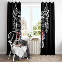 Super Samoa-Six Eight Five to The World Window Curtain Traditional Samoan Tattoo Black Color