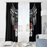 Super Samoa-Six Eight Five to The World Window Curtain Traditional Samoan Tattoo Black Color