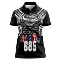 Super Samoa-Six Eight Five to The World Women Polo Shirt Traditional Samoan Tattoo Black Color LT03 Female Black - Polynesian Pride
