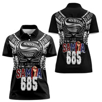 Super Samoa-Six Eight Five to The World Women Polo Shirt Traditional Samoan Tattoo Black Color LT03 - Polynesian Pride