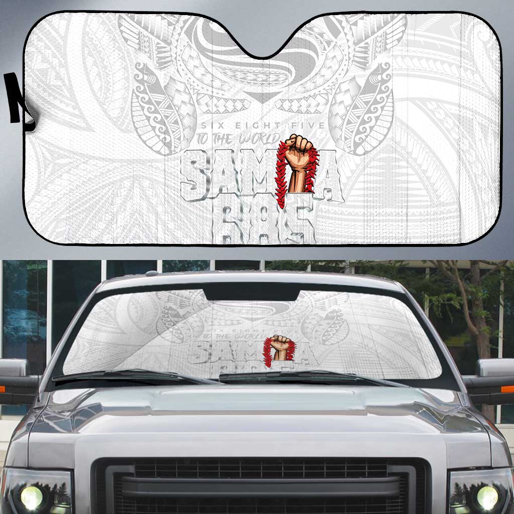 Super Samoa-Six Eight Five to The World Auto Sun Shade Traditional Samoan Tattoo All White