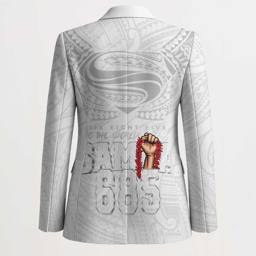 Super Samoa-Six Eight Five to The World Blazer Traditional Samoan Tattoo All White