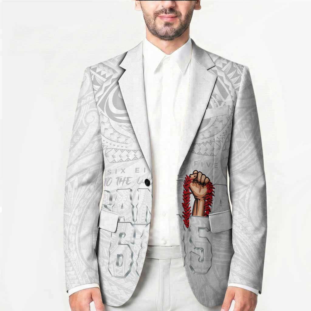 Super Samoa-Six Eight Five to The World Blazer Traditional Samoan Tattoo All White