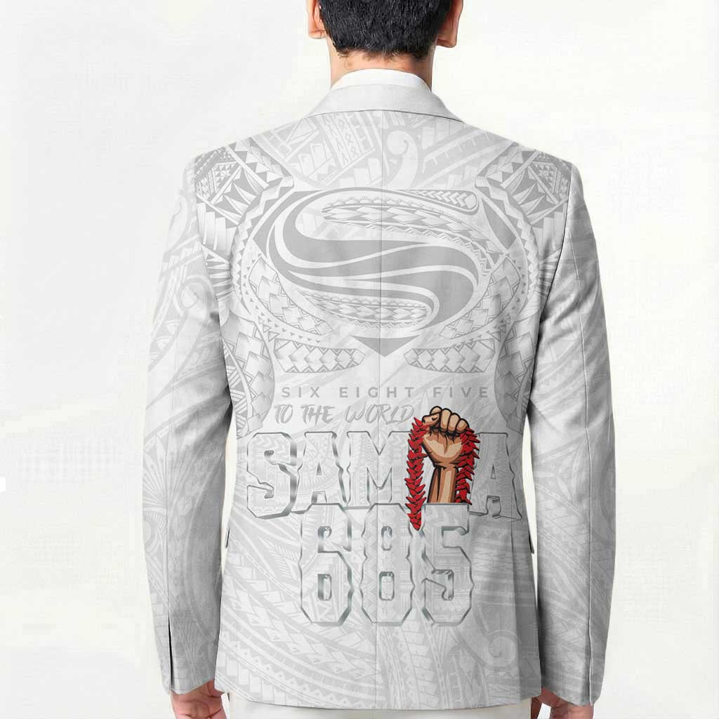 Super Samoa-Six Eight Five to The World Blazer Traditional Samoan Tattoo All White