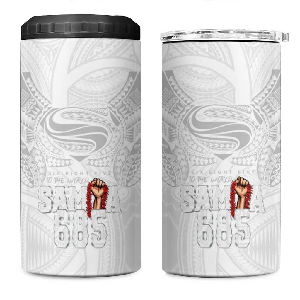 Super Samoa-Six Eight Five to The World 4 in 1 Can Cooler Tumbler Traditional Samoan Tattoo All White LT03 One Size: 16 oz White - Polynesian Pride