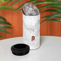 Super Samoa-Six Eight Five to The World 4 in 1 Can Cooler Tumbler Traditional Samoan Tattoo All White LT03 - Polynesian Pride