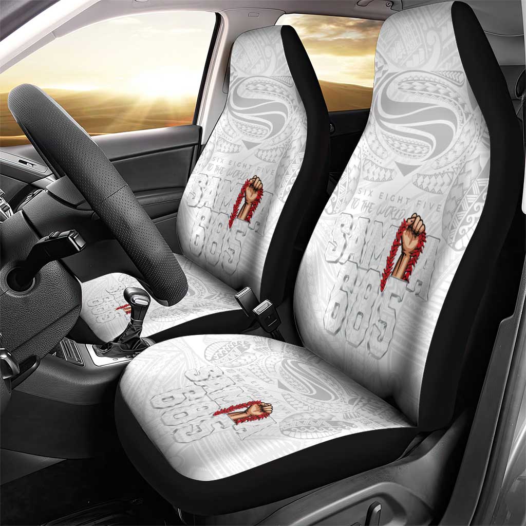 Super Samoa-Six Eight Five to The World Car Seat Cover Traditional Samoan Tattoo All White