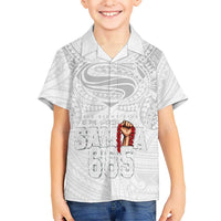 Super Samoa-Six Eight Five to The World Family Matching Mermaid Dress and Hawaiian Shirt Traditional Samoan Tattoo All White LT03 Son's Shirt White - Polynesian Pride