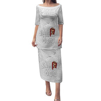 Super Samoa-Six Eight Five to The World Family Matching Puletasi and Hawaiian Shirt Traditional Samoan Tattoo All White LT03 Mom's Dress White - Polynesian Pride