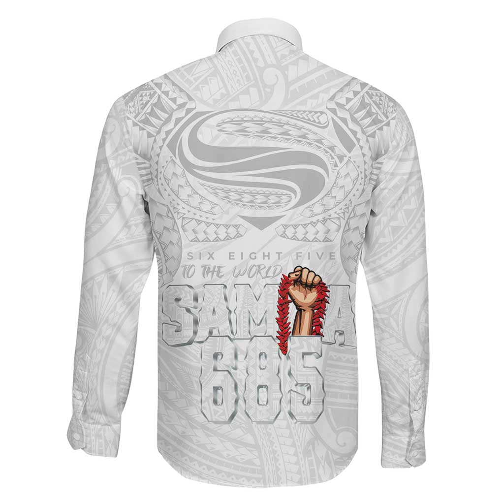 Super Samoa-Six Eight Five to The World Family Matching Short Sleeve Bodycon Dress and Hawaiian Shirt Traditional Samoan Tattoo All White LT03 - Polynesian Pride