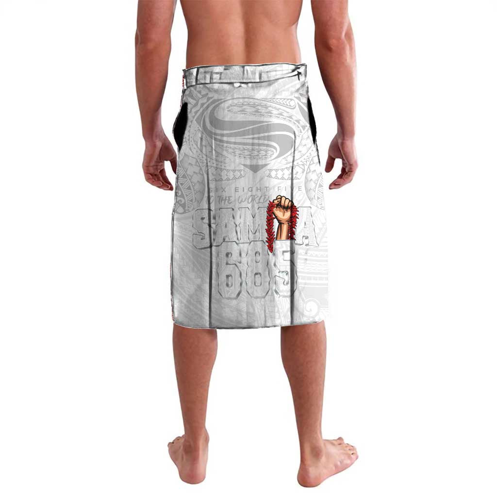 Super Samoa-Six Eight Five to The World Lavalava Traditional Samoan Tattoo All White