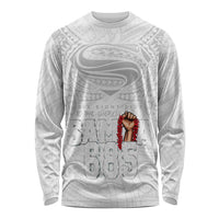 Super Samoa-Six Eight Five to The World Long Sleeve Shirt Traditional Samoan Tattoo All White LT03 Unisex White - Polynesian Pride