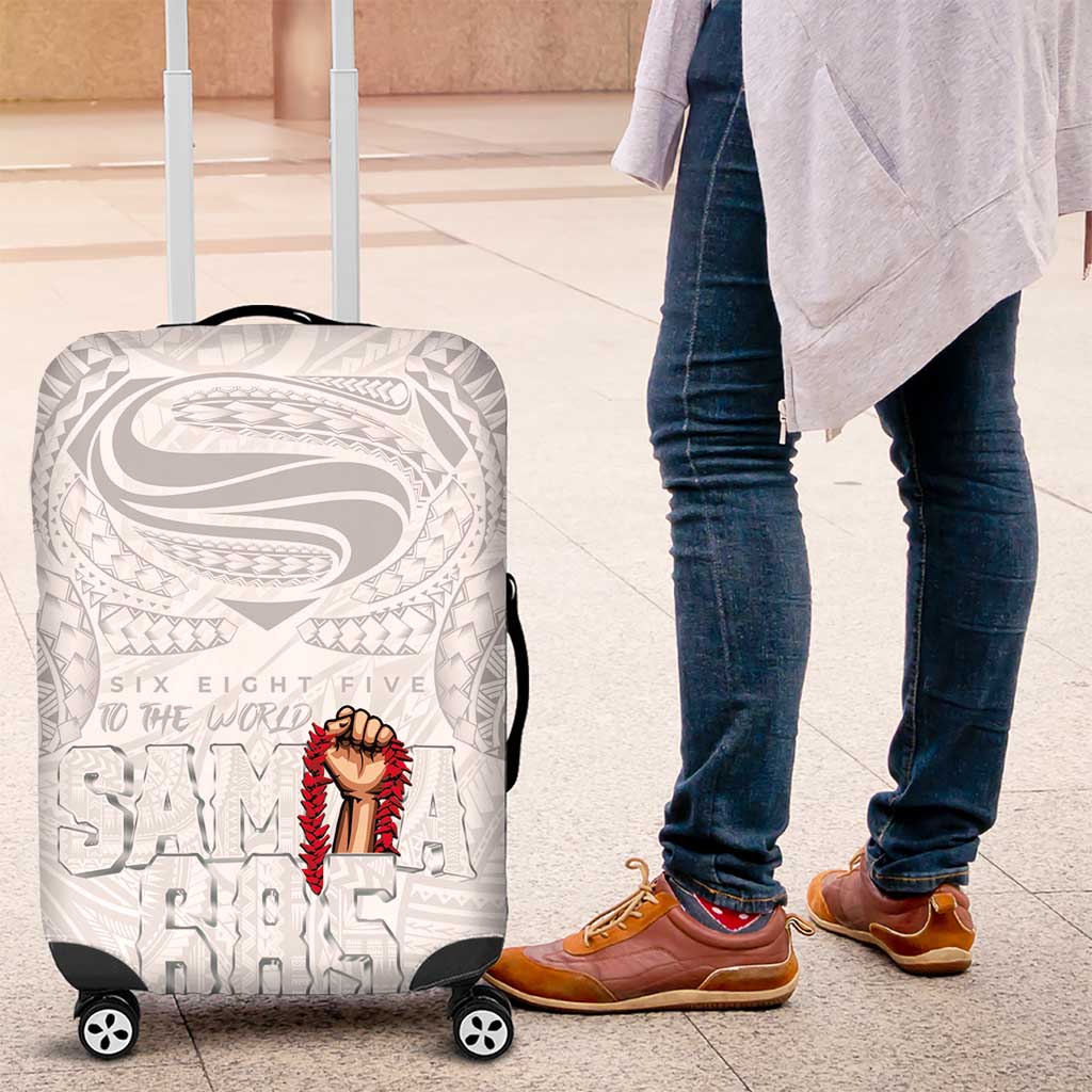 Super Samoa-Six Eight Five to The World Luggage Cover Traditional Samoan Tattoo All White