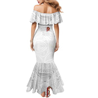 Super Samoa-Six Eight Five to The World Mermaid Dress Traditional Samoan Tattoo All White