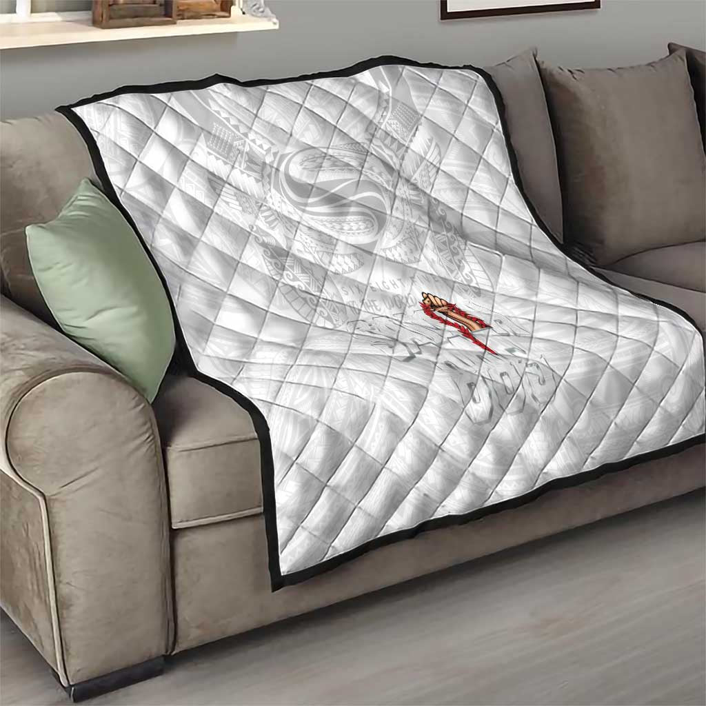 Super Samoa-Six Eight Five to The World Quilt Traditional Samoan Tattoo All White