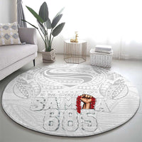Super Samoa-Six Eight Five to The World Round Carpet Traditional Samoan Tattoo All White