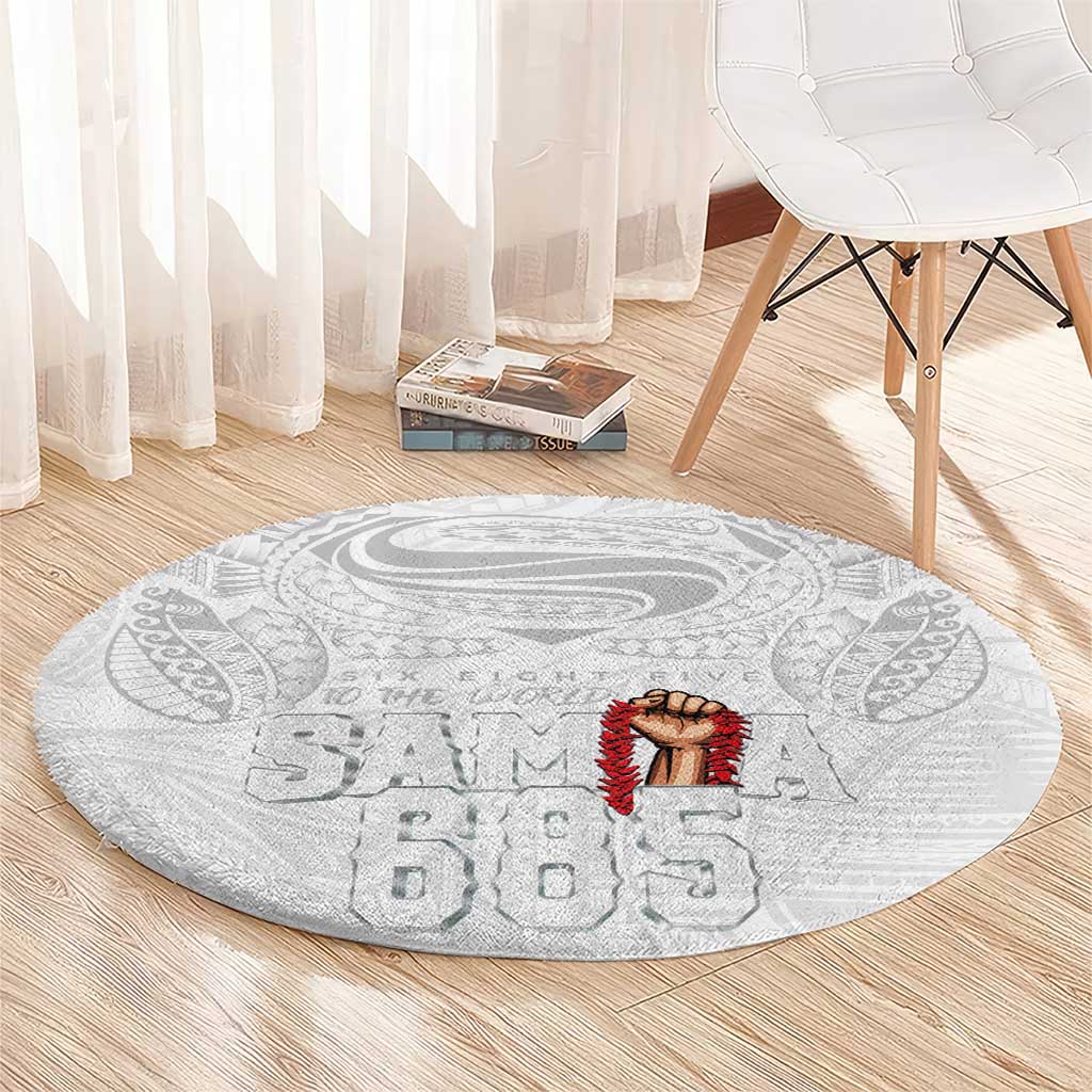 Super Samoa-Six Eight Five to The World Round Carpet Traditional Samoan Tattoo All White