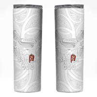 Super Samoa-Six Eight Five to The World Skinny Tumbler Traditional Samoan Tattoo All White LT03 White - Polynesian Pride