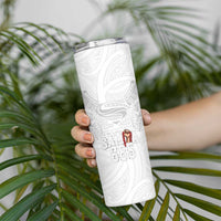 Super Samoa-Six Eight Five to The World Skinny Tumbler Traditional Samoan Tattoo All White LT03 - Polynesian Pride