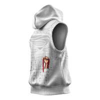 Super Samoa-Six Eight Five to The World Sleeveless Hoodie Traditional Samoan Tattoo All White