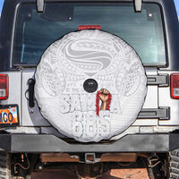 Super Samoa-Six Eight Five to The World Spare Tire Cover Traditional Samoan Tattoo All White