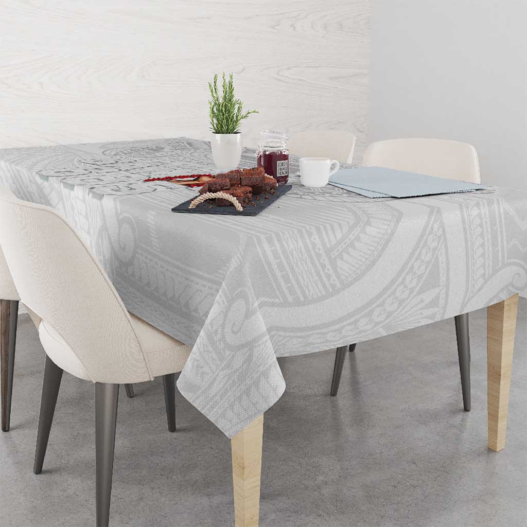 Super Samoa-Six Eight Five to The World Tablecloth Traditional Samoan Tattoo All White