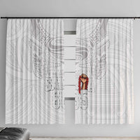 Super Samoa-Six Eight Five to The World Window Curtain Traditional Samoan Tattoo All White