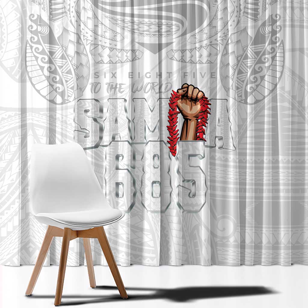 Super Samoa-Six Eight Five to The World Window Curtain Traditional Samoan Tattoo All White