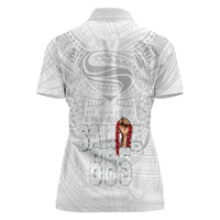 Super Samoa-Six Eight Five to The World Women Polo Shirt Traditional Samoan Tattoo All White LT03 - Polynesian Pride
