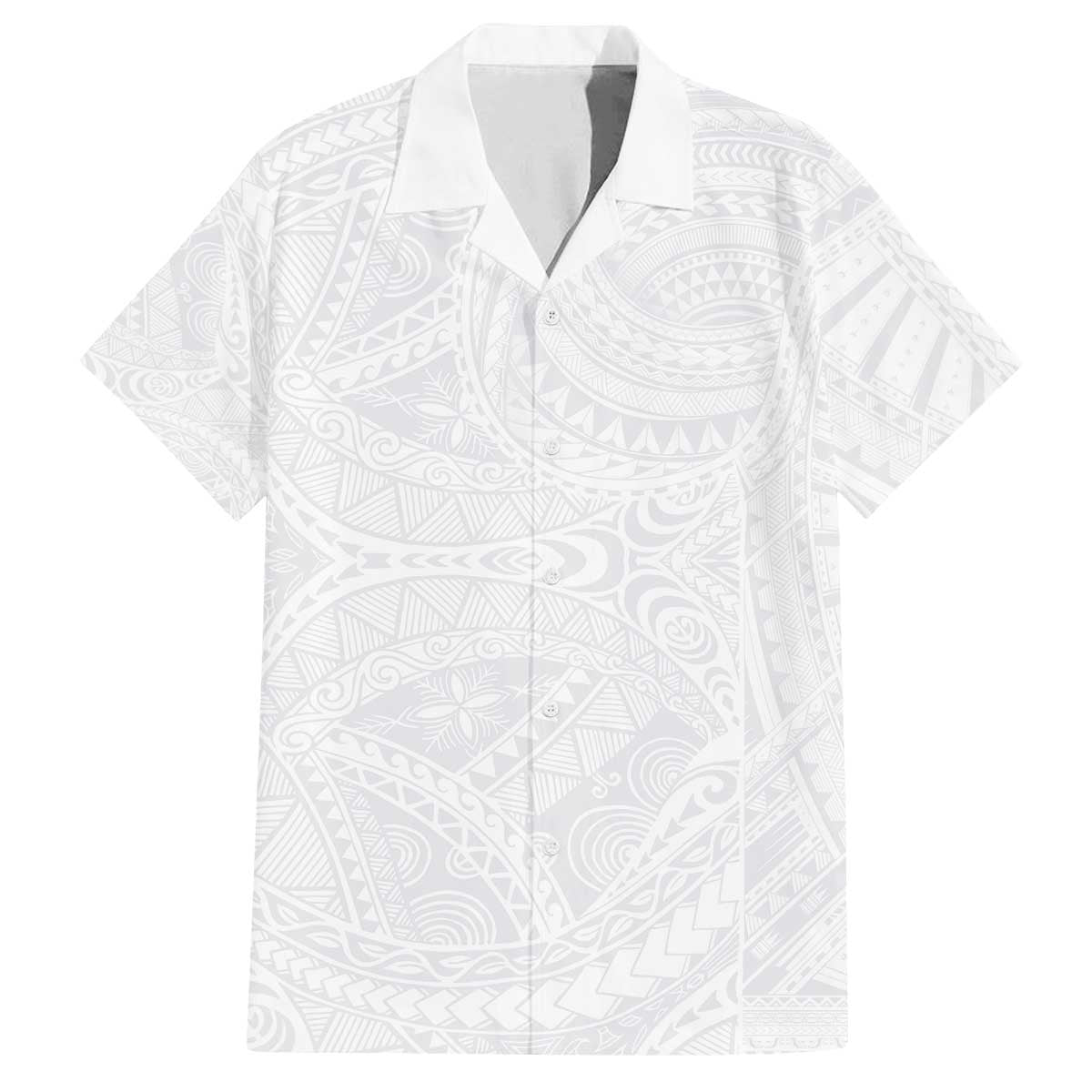 Lotu Tamaiti Samoan Art Tattoo Polynesian Pattern Family Matching Off The Shoulder Long Sleeve Dress and Hawaiian Shirt LT03 Dad's Shirt - Short Sleeve White - Polynesian Pride