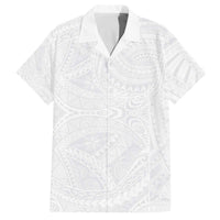 Lotu Tamaiti Samoan Art Tattoo Polynesian Pattern Family Matching Off The Shoulder Long Sleeve Dress and Hawaiian Shirt LT03 Dad's Shirt - Short Sleeve White - Polynesian Pride