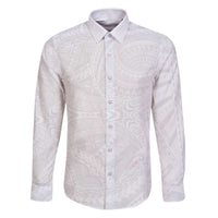Lotu Tamaiti Samoan Art Tattoo Polynesian Pattern Family Matching Puletasi and Hawaiian Shirt LT03 Dad's Shirt - Long Sleeve White - Polynesian Pride