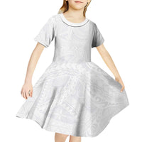 Lotu Tamaiti Samoan Art Tattoo Polynesian Pattern Kid Short Sleeve Dress