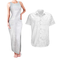 Lotu Tamaiti Samoan Art Tattoo Siapo Pattern Couples Matching Tank Maxi Dress and Hawaiian Shirt LT03 White - Polynesian Pride