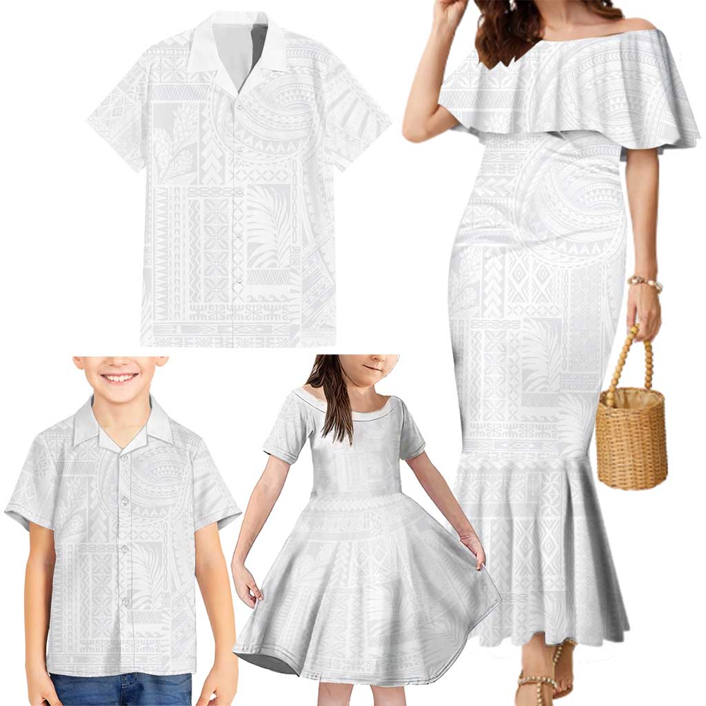 Lotu Tamaiti Samoan Art Tattoo Siapo Pattern Family Matching Mermaid Dress and Hawaiian Shirt LT03 - Polynesian Pride